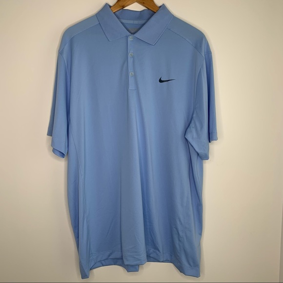Men's Light Blue Nike Dry-Fit Golf Shirt XL